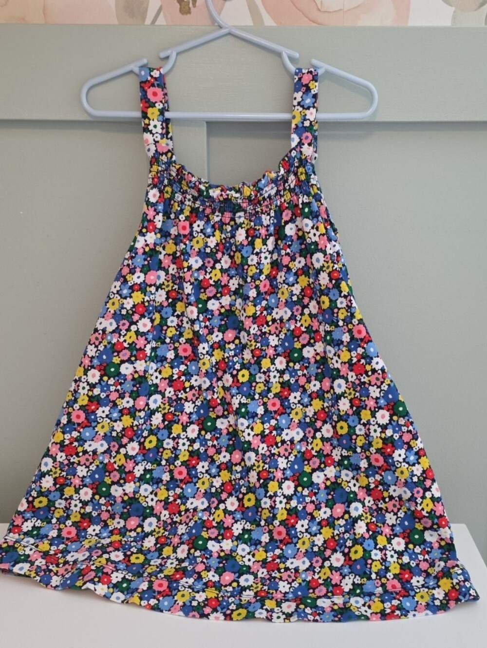 Mini Boden Navy Floral dress with Multicolor Flowers 4-5 4t 5t
